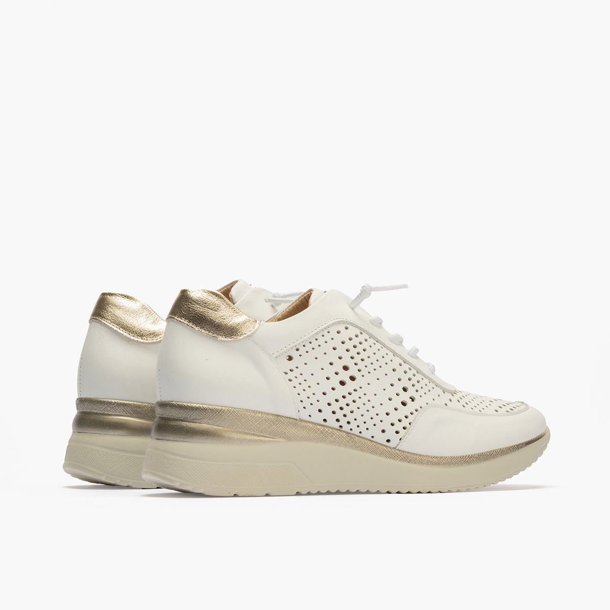 Deportivo con picados mujer en piel combinada BLANCO