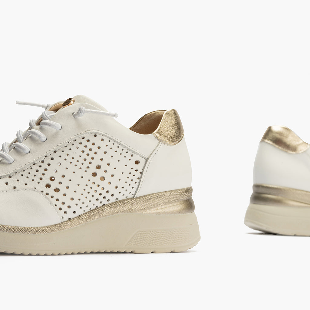 Deportivo con picados mujer en piel combinada BLANCO