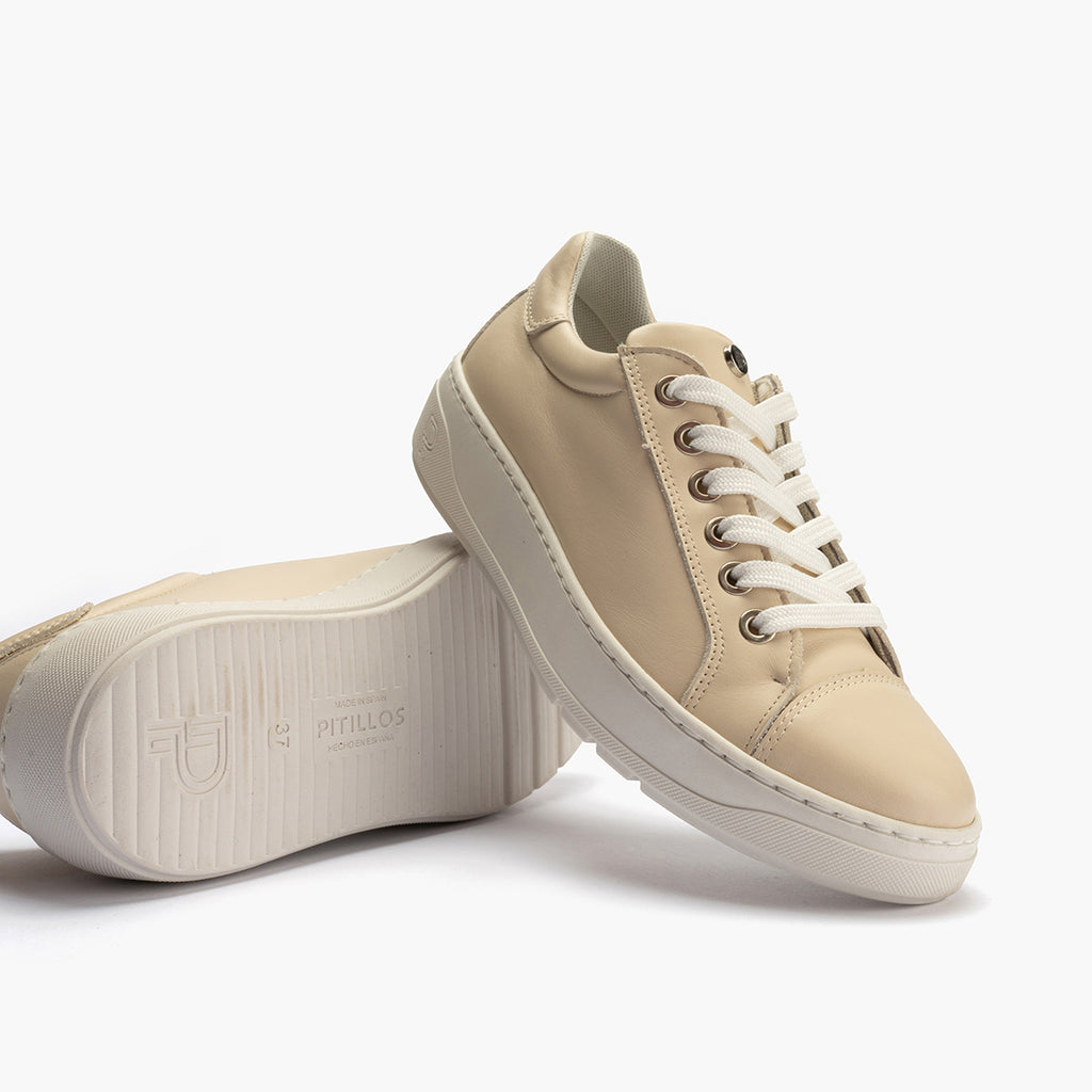 Basket mujer en piel napa CREMA