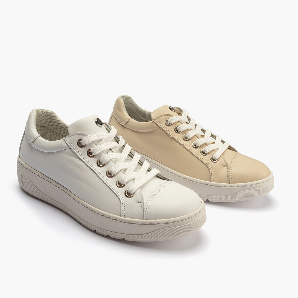 Basket mujer en piel napa CREMA