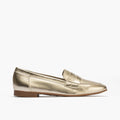Mocasin mujer en piel laminado ORO
