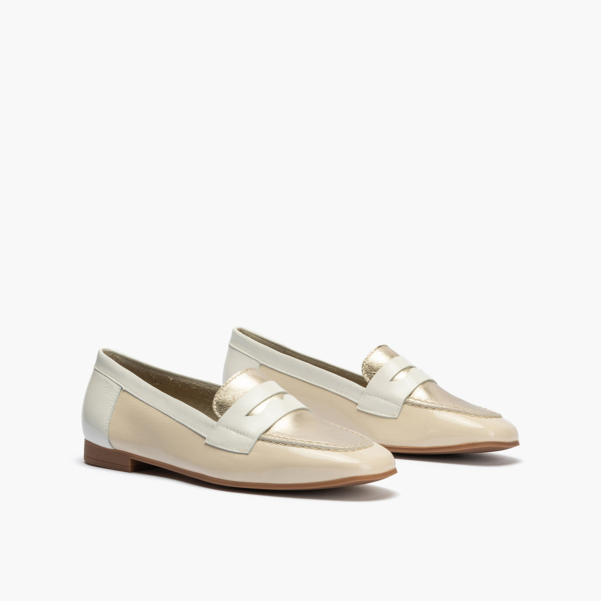 Mocasin mujer en piel combinada CREMA