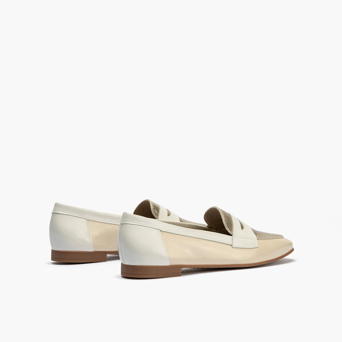 Mocasin mujer en piel combinada CREMA