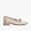 Mocasin con adorno metal mujer en piel charol ROSA