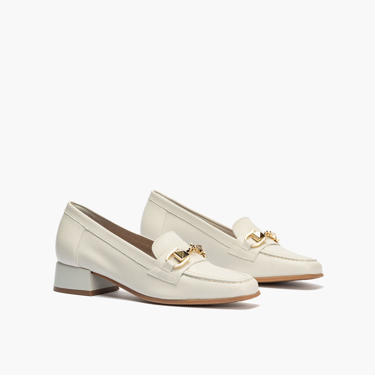 Mocasin con adorno metal mujer en piel napa BLANCO