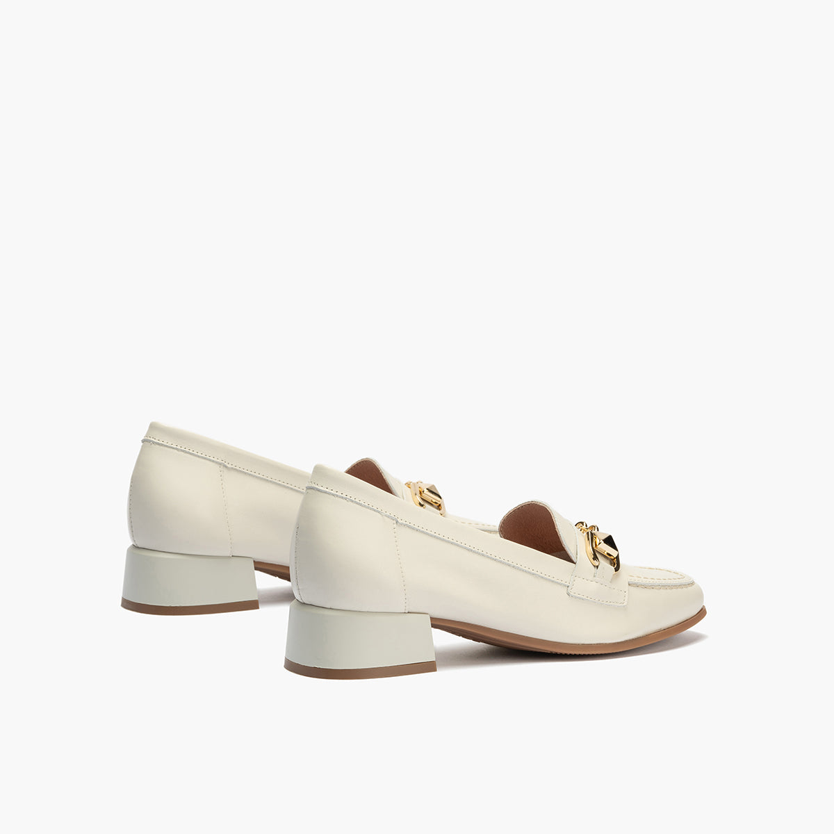 Mocasin con adorno metal mujer en piel napa BLANCO