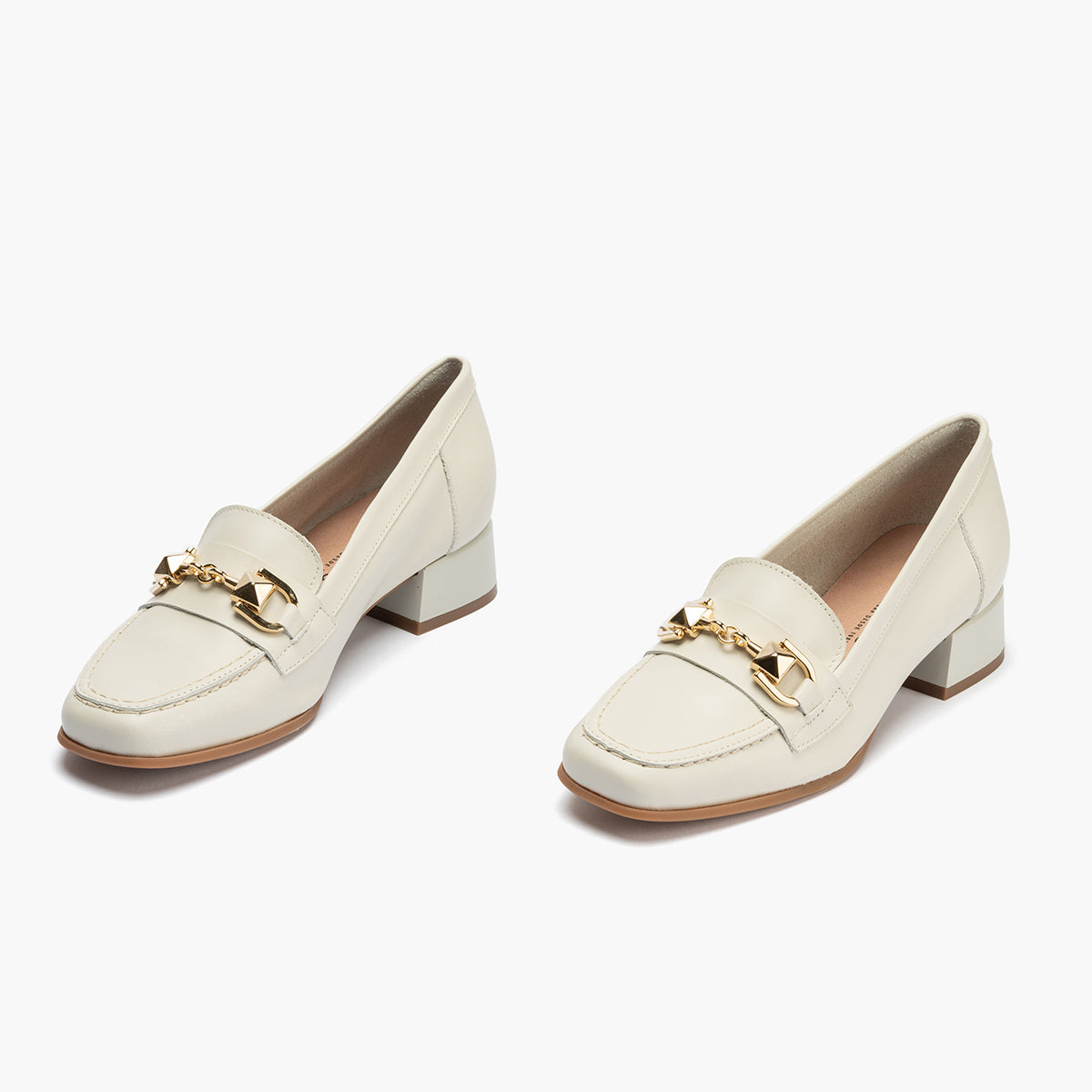 Mocasin con adorno metal mujer en piel napa BLANCO