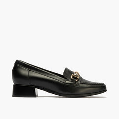 Mocasin con adorno metal mujer en piel napa NEGRO