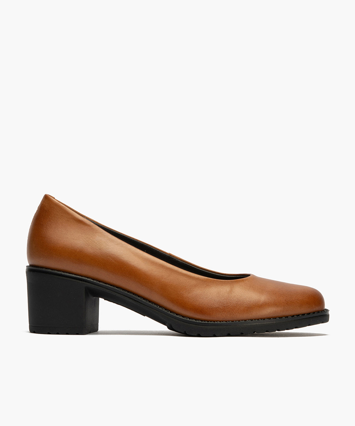Zapato de Salón Clásico Tacón Medio Marrón Claro