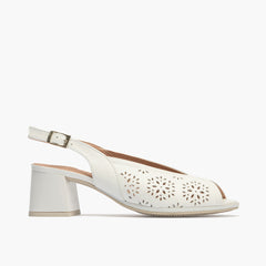 Sandalia con picados mujer con hebilla en piel napa BLANCO