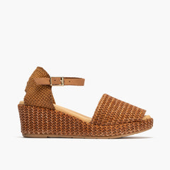 Valenciana mujer con hebilla en rafia MARRON