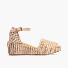 Valenciana mujer con hebilla en rafia ROSA