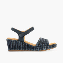 Sandalia pala mujer con velcro en piel combinada MARINO