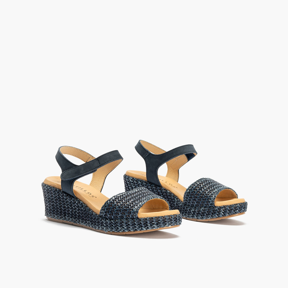 Sandalia pala mujer con velcro en piel combinada MARINO