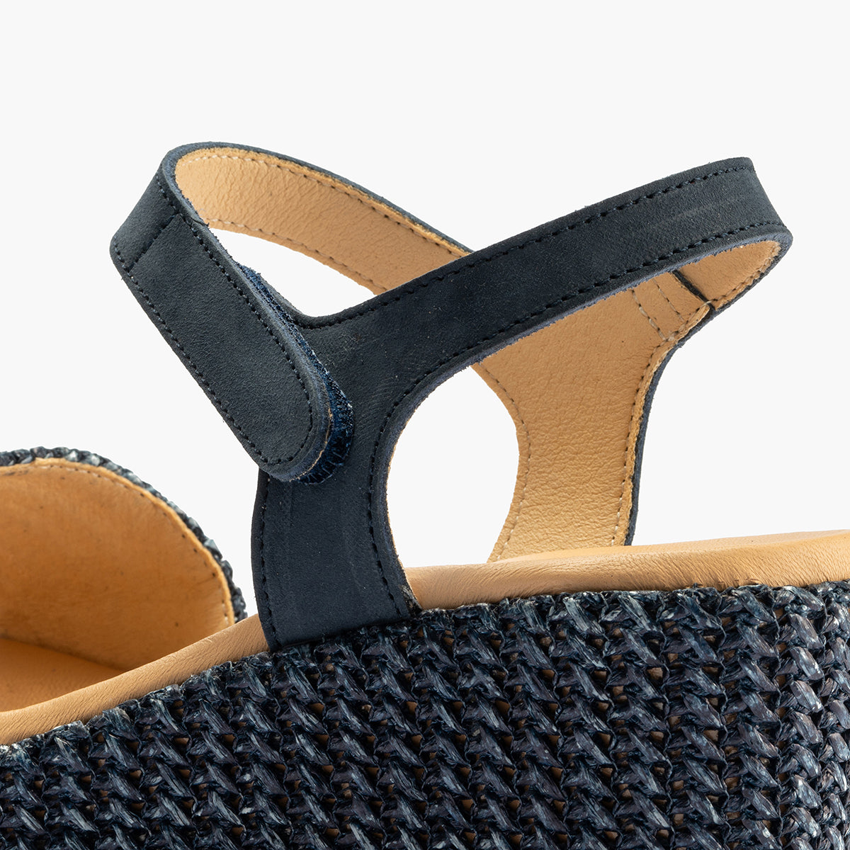 Sandalia pala mujer con velcro en piel combinada MARINO