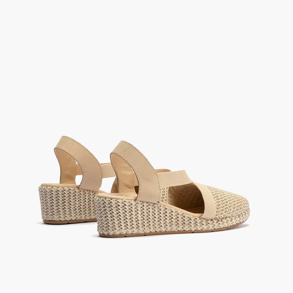 Valenciana mujer con elásticos en rafia BEIGE