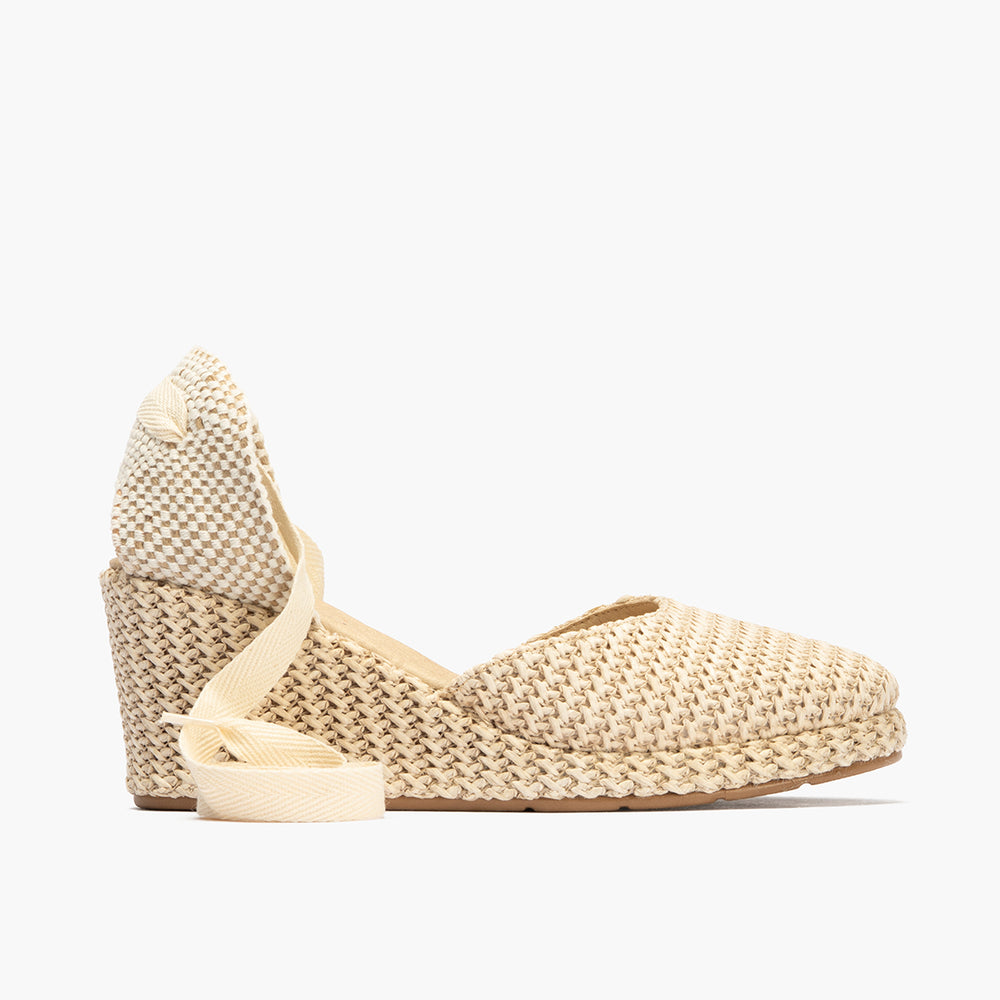 Valenciana mujer con cintas en rafia BEIGE