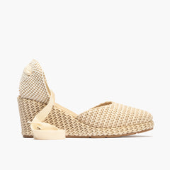 Valenciana mujer con cintas en rafia BEIGE