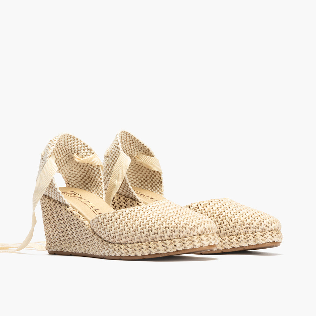 Valenciana mujer con cintas en rafia BEIGE