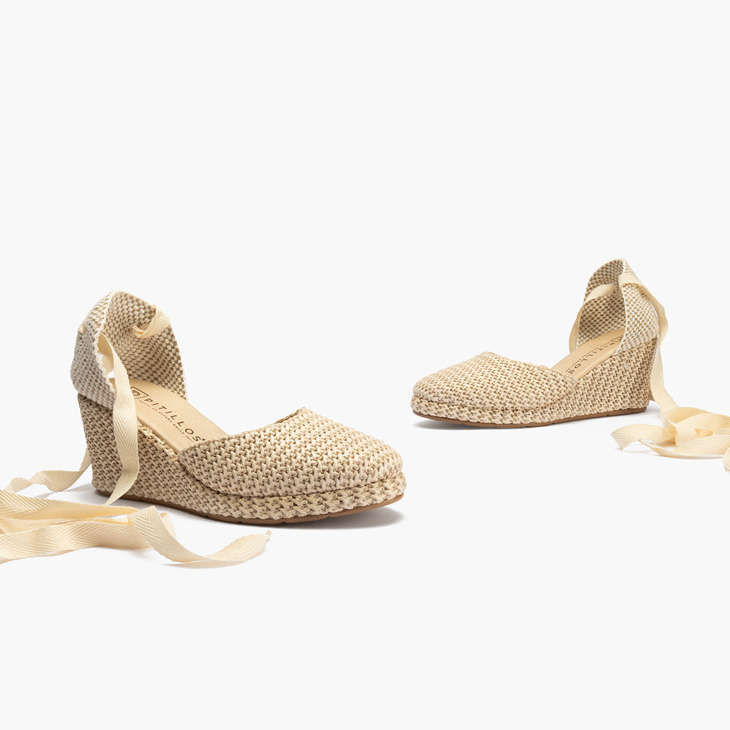 Valenciana mujer con cintas en rafia BEIGE