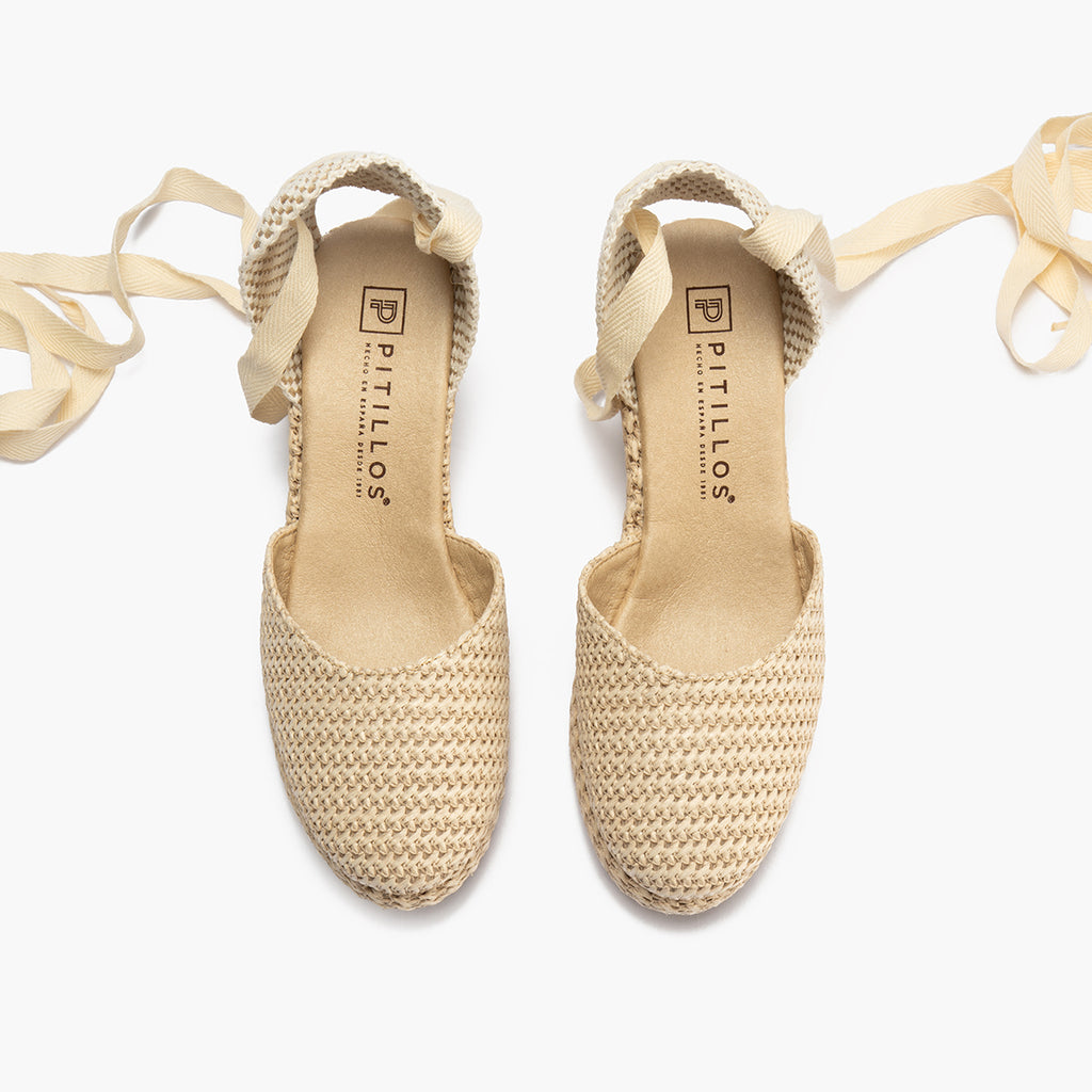 Valenciana mujer con cintas en rafia BEIGE