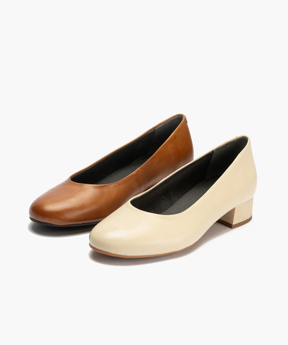 Zapato de Salón Tacón Bajo Marrón Claro