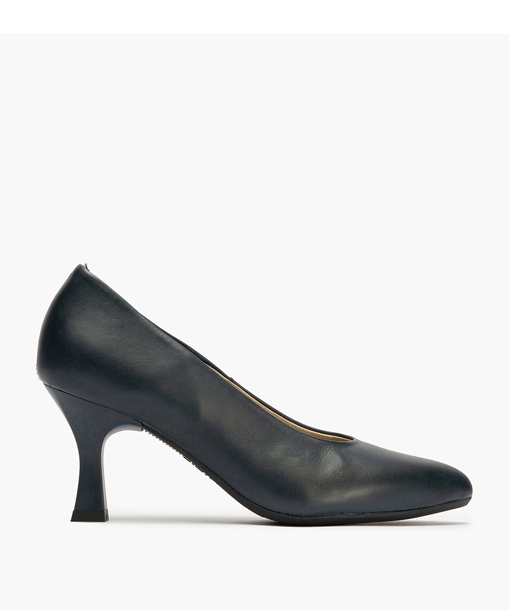 Zapato de Salón Tacón Alto Piel Azul Marino