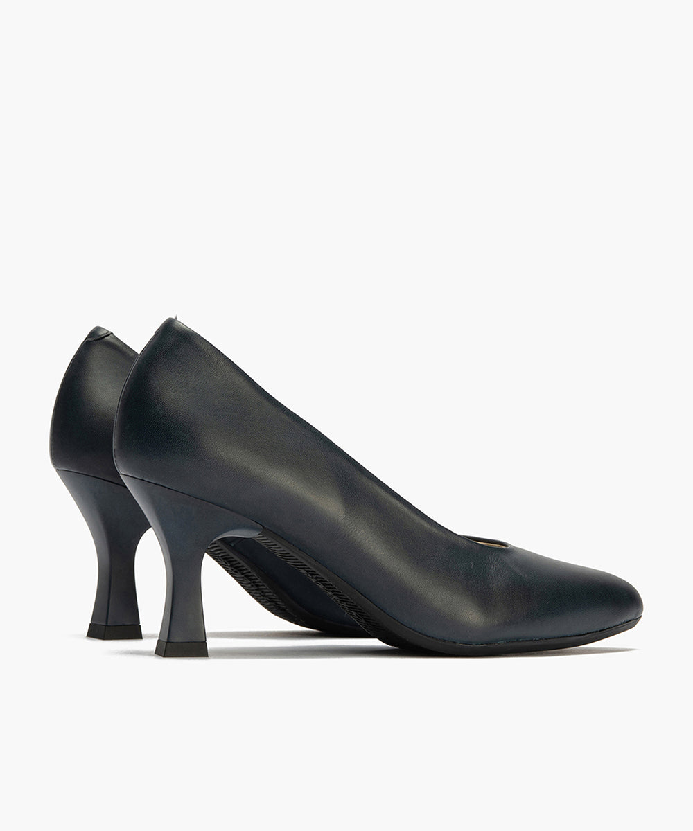 Zapato de Salón Tacón Alto Piel Azul Marino