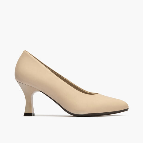 Zapato de Salón Tacón Medio Piel Piedra