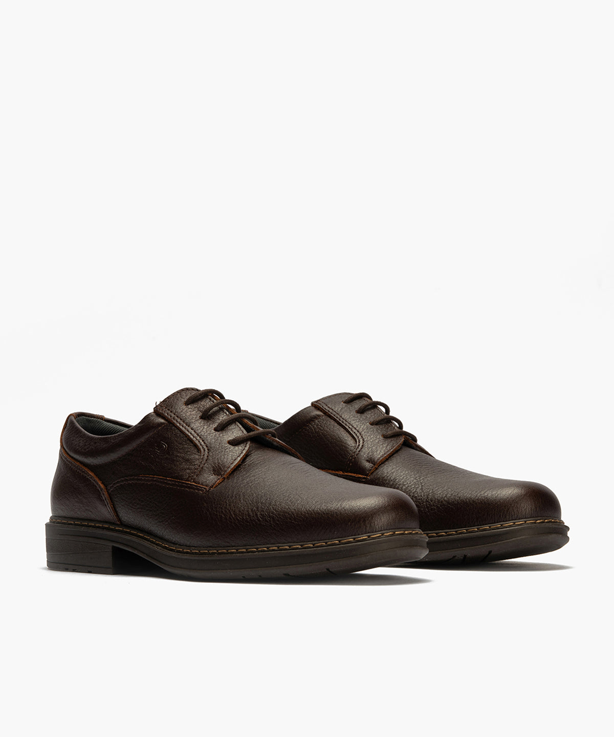 Zapato Blucher Hombre con Piel Bombeada Brandy