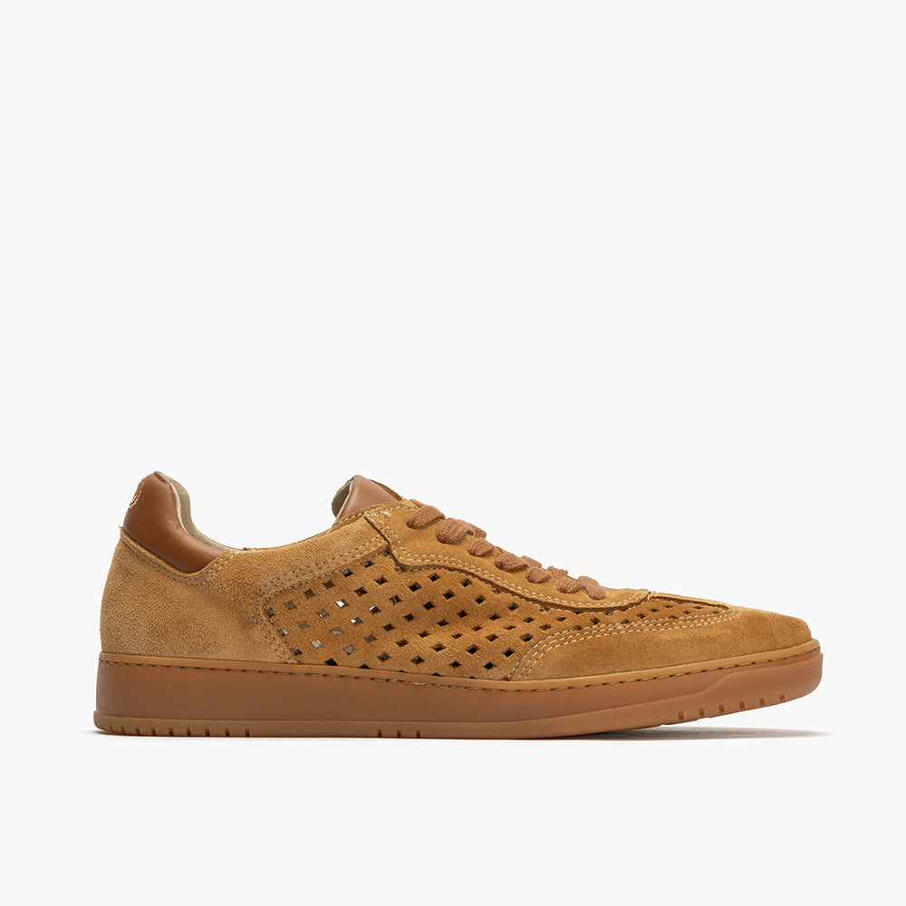 Deportivo hombre serraje perforado combinado con piel CAMEL
