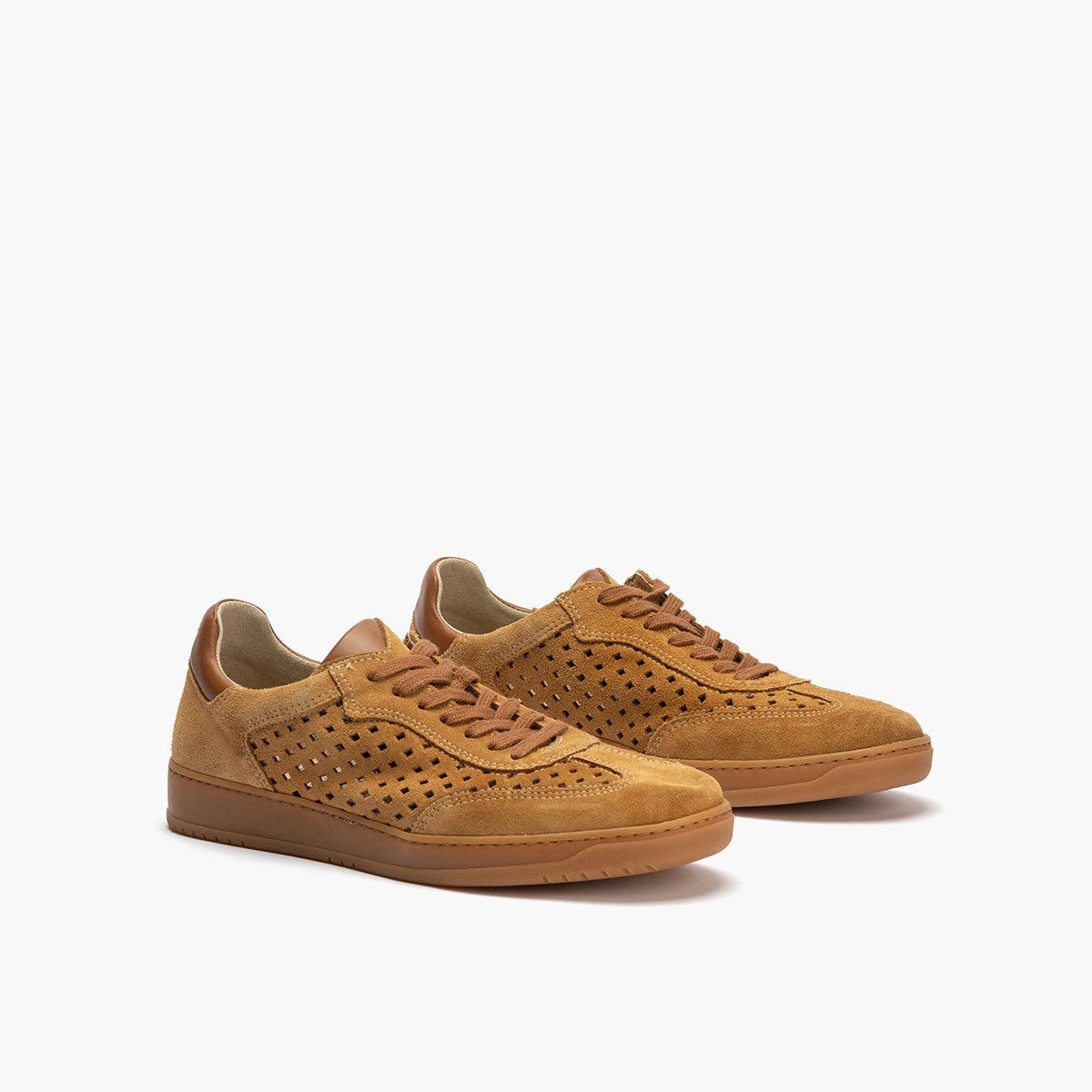 Deportivo hombre serraje perforado combinado con piel CAMEL