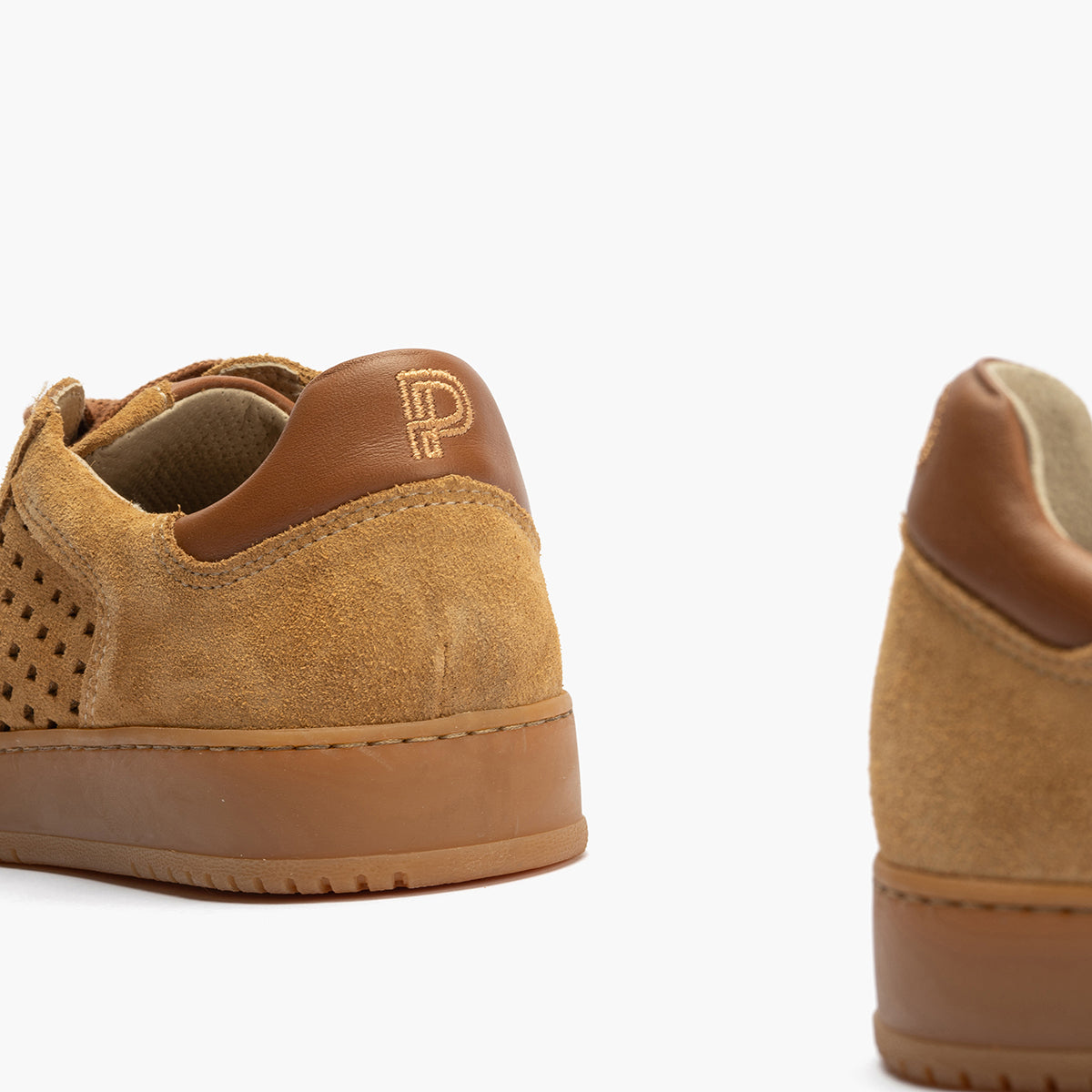 Deportivo hombre serraje perforado combinado con piel CAMEL