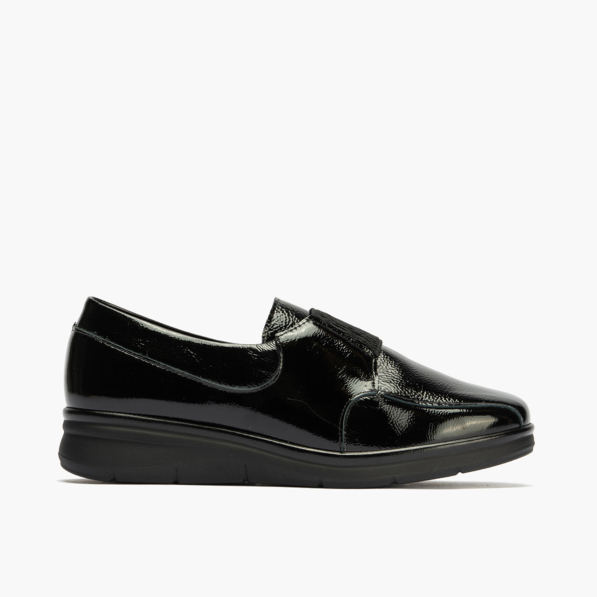 Blucher con Elástico en charol de mujer color negro