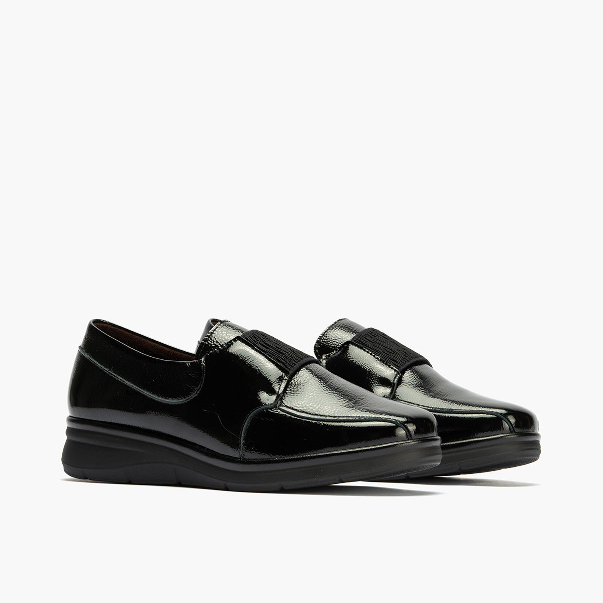 Blucher con Elástico en charol de mujer color negro