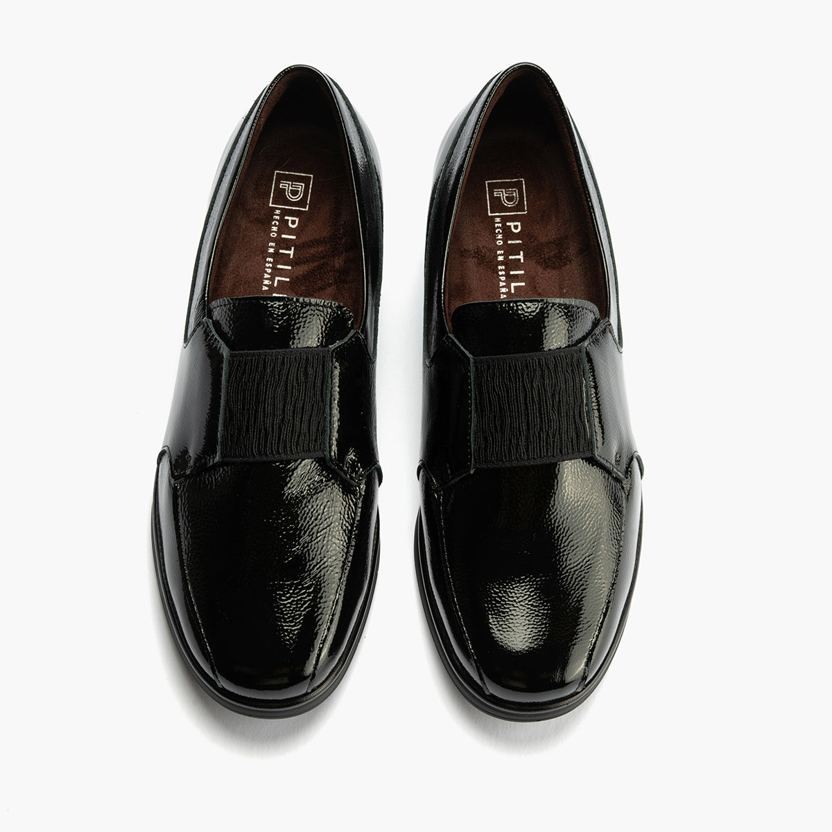 Blucher con Elástico en charol de mujer color negro