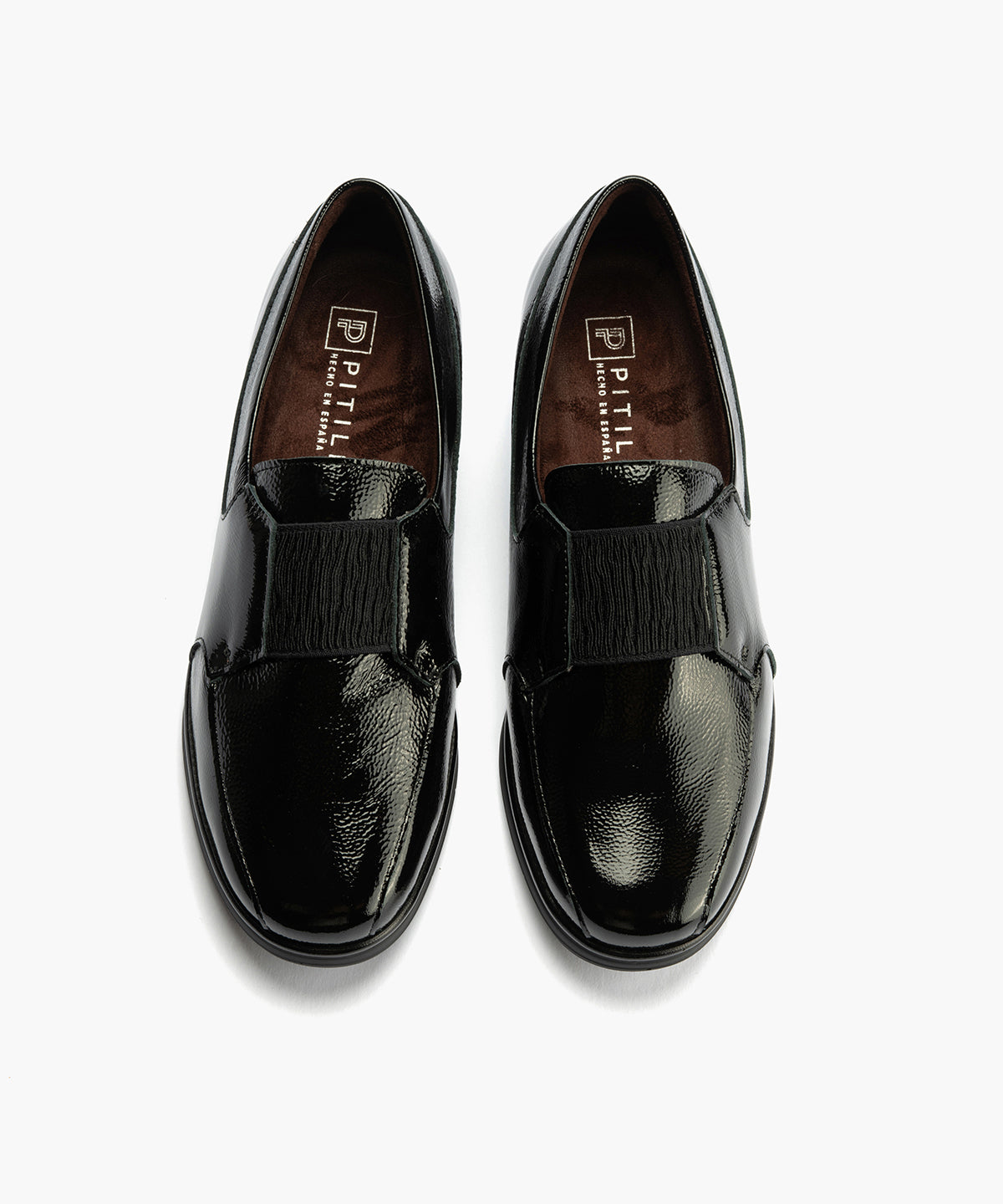 Blucher con Elástico en charol de mujer color negro