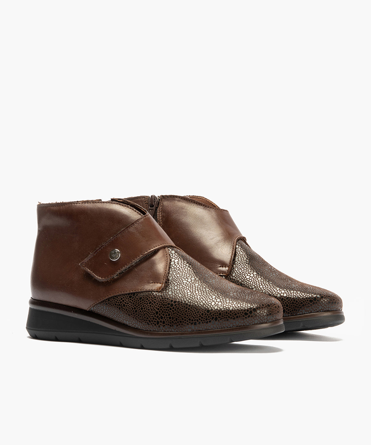 Botin en lycra con napa de mujer color marron
