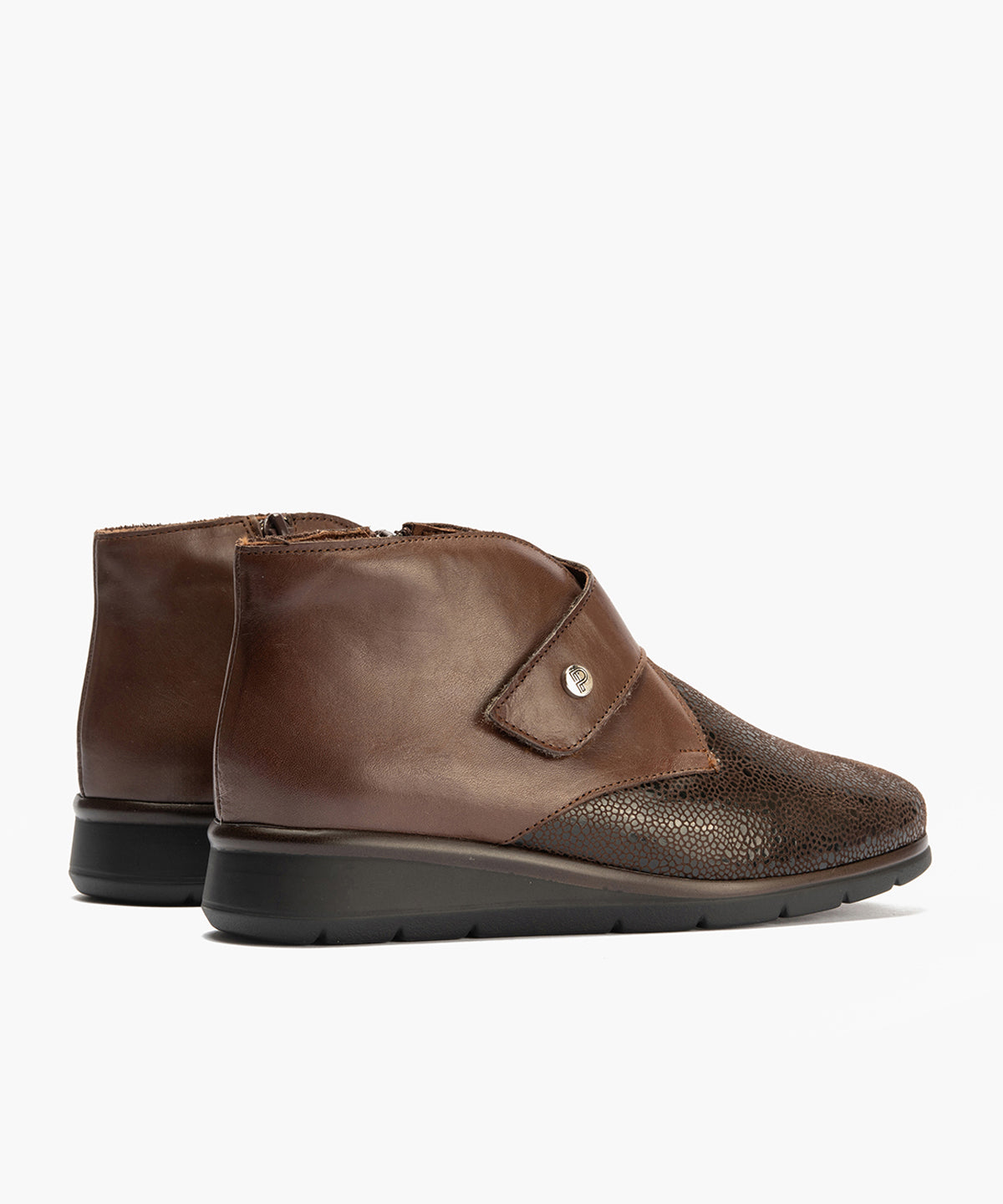 Botin en lycra con napa de mujer color marron