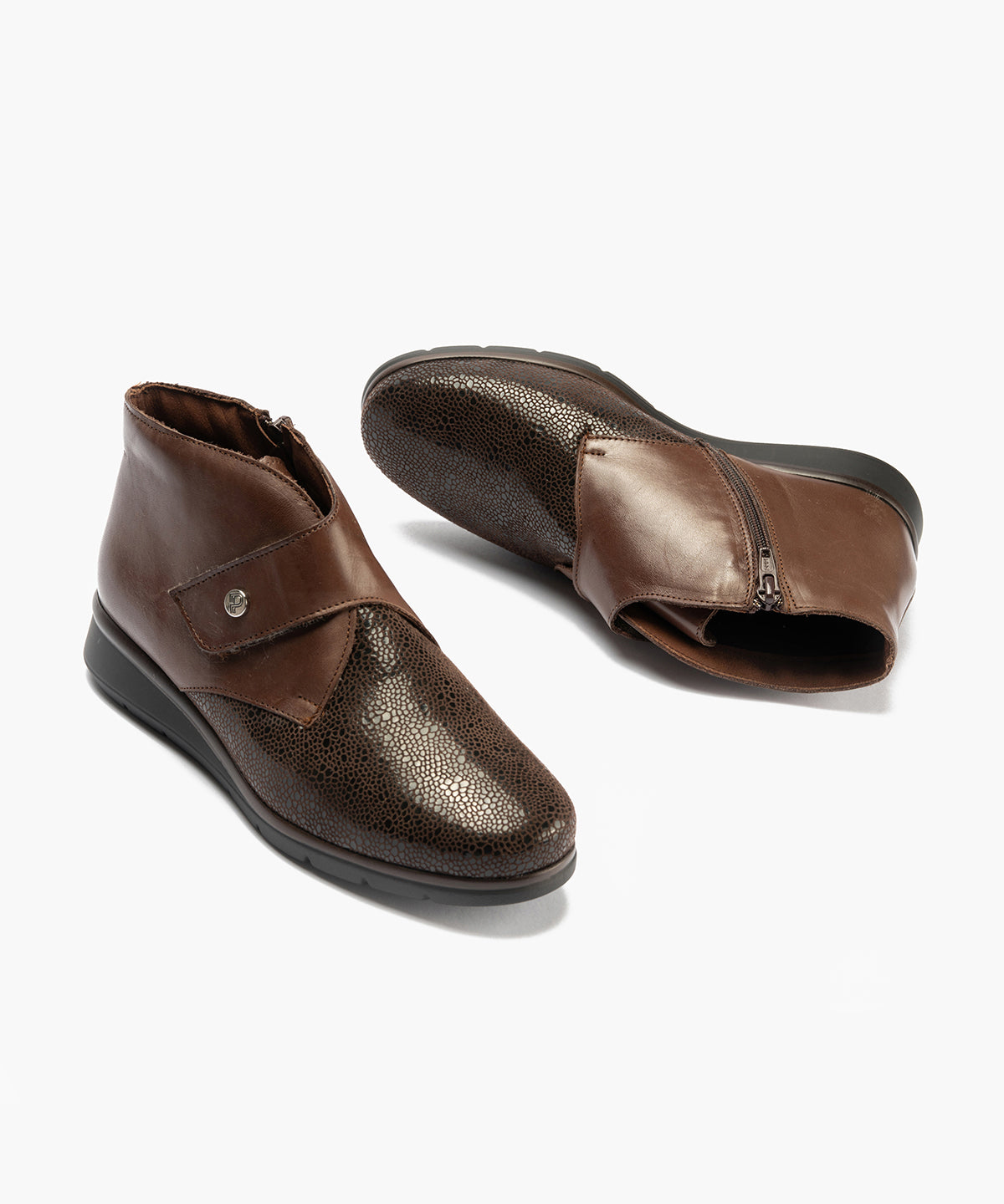 Botin en lycra con napa de mujer color marron