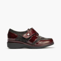 Blucher Lycra con Velcro de mujer color burdeos