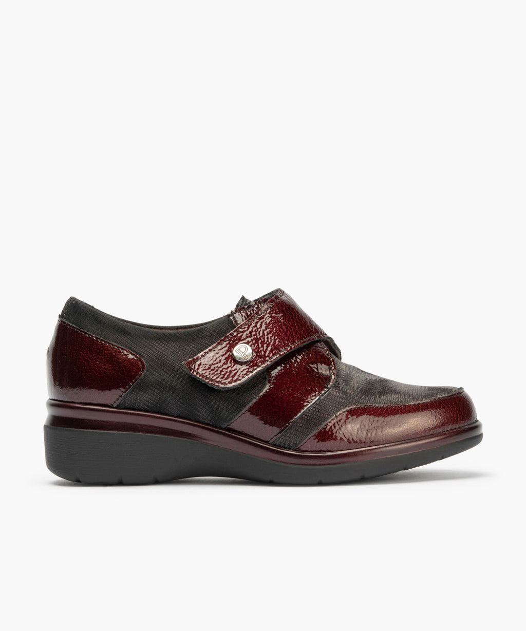 Blucher Lycra con Velcro de mujer color burdeos