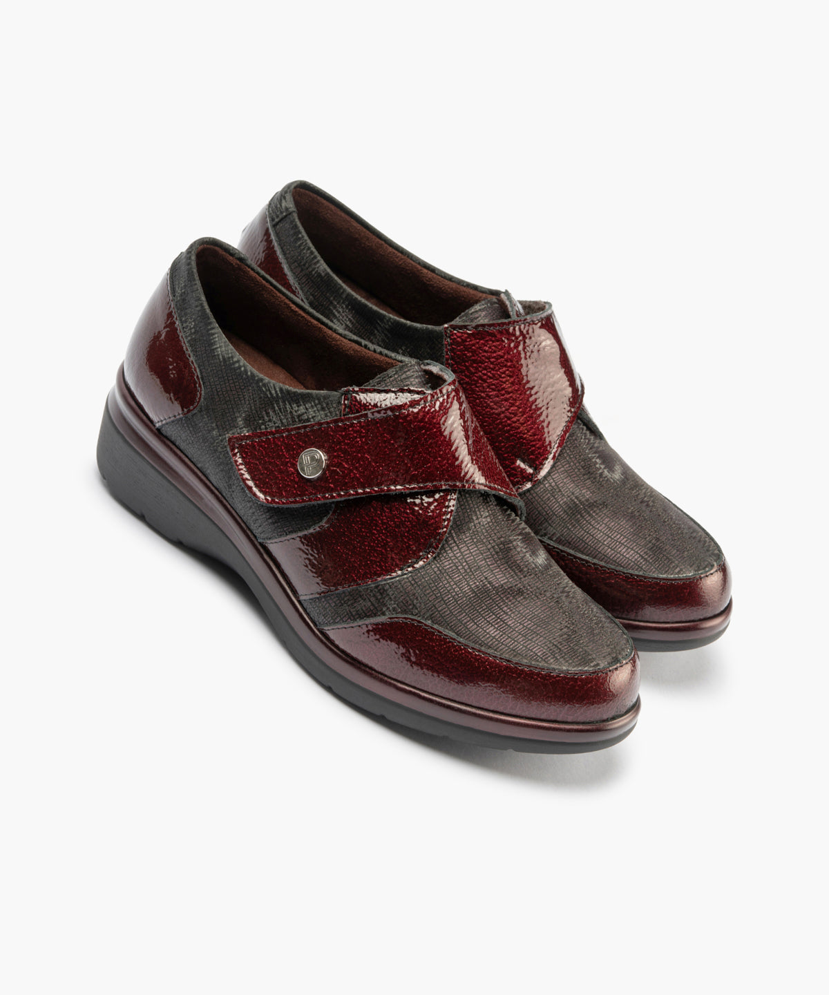 Blucher Lycra con Velcro de mujer color burdeos