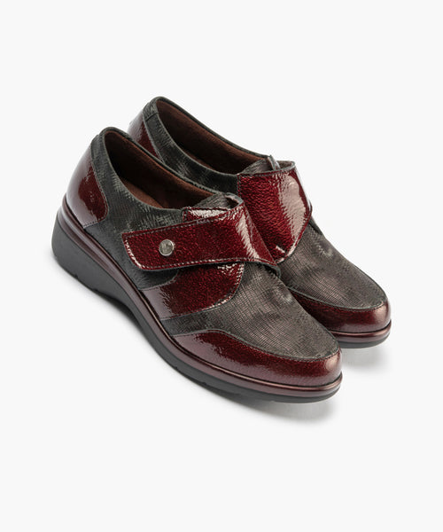 Blucher Lycra con Velcro de mujer color burdeos
