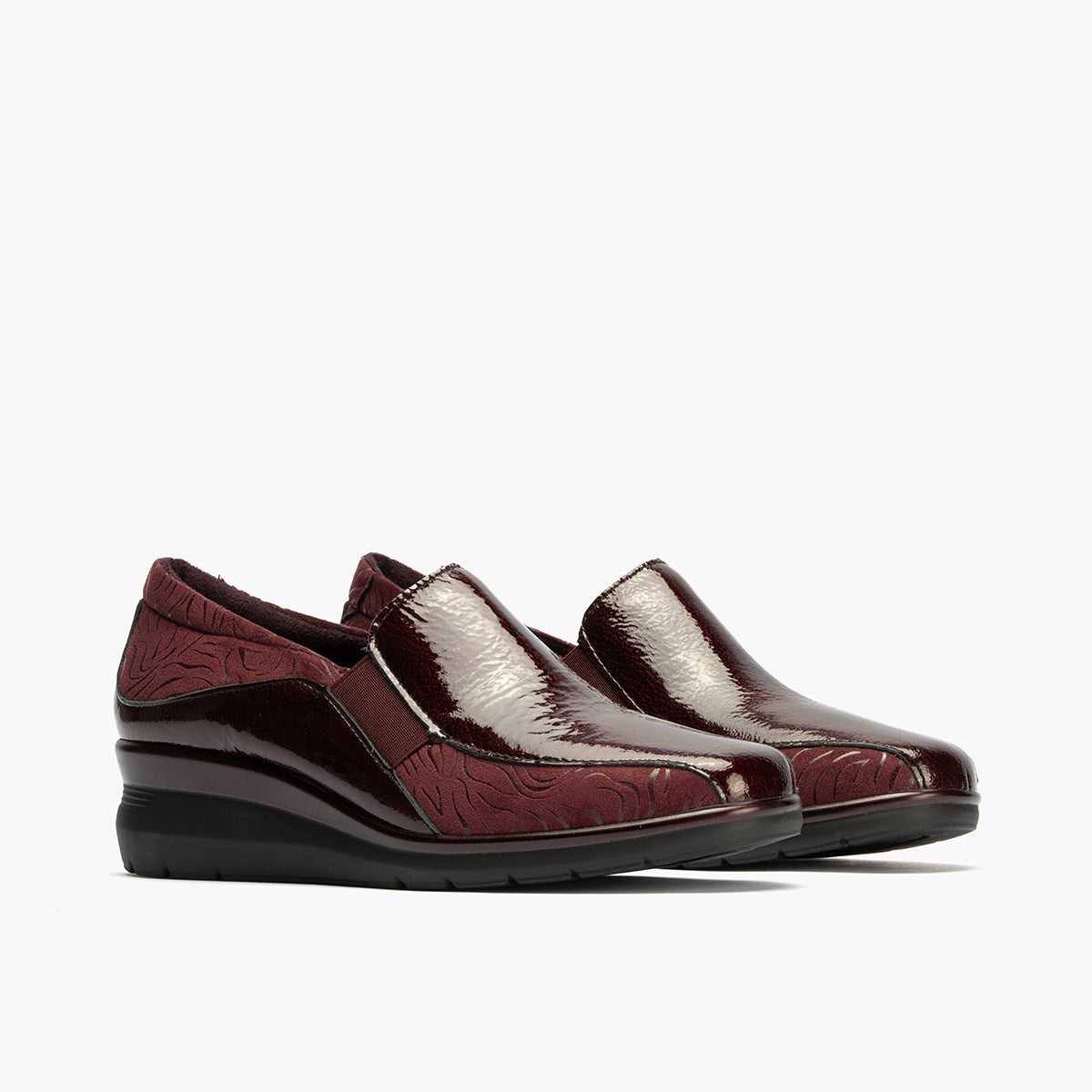 Abotinado Gucci con elásticos de mujer color burdeos