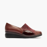 Abotinado Lycra y charol de mujer color burdeos