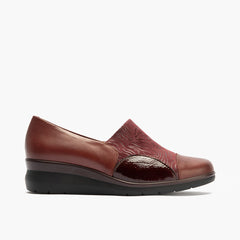 Abotinado Lycra y charol de mujer color burdeos