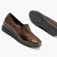 Abotinado Lycra y charol de mujer color marron