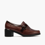 Abotinado en napa con fantasía de mujer color burdeos