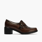 Abotinado en napa con fantasía de mujer color marron